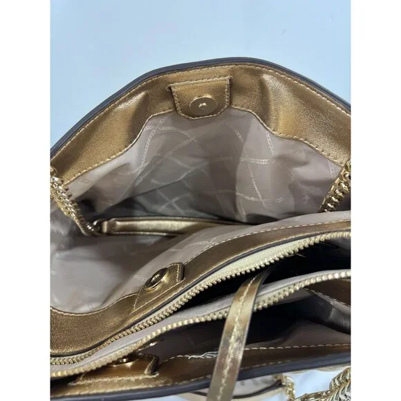 Michael Michael Kors Susan Metallic Medium Shoulder Bag Pale Gold New Chain - Picture 8 of 13